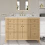 Wyndham Collection Pendry 48" Free Standing Single Basin Vanity Set with Cabinet and Quartz Vanity Top Tanned Oak / Giotto Quartz Top / Brushed Gold Hardware