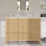Wyndham Collection Pendry 48" Free Standing Single Basin Vanity Set with Cabinet and Quartz Vanity Top Tanned Oak / Giotto Quartz Top / Brushed Nickel Hardware