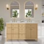 Wyndham Collection Pendry 60" Free Standing Double Basin Vanity Set with Cabinet and Quartz Vanity Top Tanned Oak / Giotto Quartz Top / Brushed Gold Hardware
