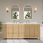 Wyndham Collection Pendry 84" Free Standing Double Basin Vanity Set with Cabinet and Cultured Marble Vanity Top Tanned Oak / Carrara Cultured Marble Top / Brushed Nickel Hardware