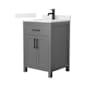 Wyndham Collection Beckett 24" Free Standing Single Basin Vanity Set with Cabinet and Quartz Vanity Top Dark Gray / Giotto Quartz Top / Matte Black Hardware