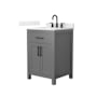 Wyndham Collection Beckett 24" Free Standing Single Basin Vanity Set with Cabinet and Quartz Vanity Top Dark Gray / Giotto Quartz Top / Matte Black Hardware