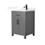 Wyndham Collection Beckett 24" Free Standing Single Basin Vanity Set with Cabinet and Quartz Vanity Top Dark Gray / White Quartz Top / Matte Black Hardware