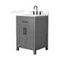 Wyndham Collection Beckett 24" Free Standing Single Basin Vanity Set with Cabinet and Quartz Vanity Top Dark Gray / White Quartz Top / Matte Black Hardware