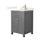 Wyndham Collection Beckett 24" Free Standing Single Basin Vanity Set with Cabinet and Quartz Vanity Top Dark Gray / Giotto Quartz Top / Brushed Gold Hardware
