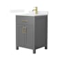Wyndham Collection Beckett 24" Free Standing Single Basin Vanity Set with Cabinet and Quartz Vanity Top Dark Gray / White Quartz Top / Brushed Gold Hardware