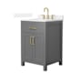 Wyndham Collection Beckett 24" Free Standing Single Basin Vanity Set with Cabinet and Quartz Vanity Top Dark Gray / White Quartz Top / Brushed Gold Hardware