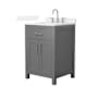 Wyndham Collection Beckett 24" Free Standing Single Basin Vanity Set with Cabinet and Quartz Vanity Top Dark Gray / White Quartz Top / Brushed Nickel Hardware