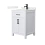 Wyndham Collection Beckett 24" Free Standing Single Basin Vanity Set with Cabinet and Quartz Vanity Top White / Giotto Quartz Top / Matte Black Hardware