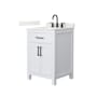 Wyndham Collection Beckett 24" Free Standing Single Basin Vanity Set with Cabinet and Quartz Vanity Top White / Giotto Quartz Top / Matte Black Hardware