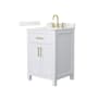 Wyndham Collection Beckett 24" Free Standing Single Basin Vanity Set with Cabinet and Quartz Vanity Top White / Giotto Quartz Top / Brushed Gold Hardware