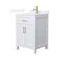 Wyndham Collection Beckett 24" Free Standing Single Basin Vanity Set with Cabinet and Quartz Vanity Top White / White Quartz Top / Brushed Gold Hardware