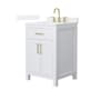 Wyndham Collection Beckett 24" Free Standing Single Basin Vanity Set with Cabinet and Quartz Vanity Top White / White Quartz Top / Brushed Gold Hardware