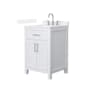 Wyndham Collection Beckett 24" Free Standing Single Basin Vanity Set with Cabinet and Quartz Vanity Top White / White Quartz Top / Brushed Nickel Hardware