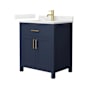 Wyndham Collection Beckett 30" Free Standing Single Basin Vanity Set with Cabinet and Quartz Vanity Top Dark Blue / Giotto Quartz Top / Brushed Gold Hardware