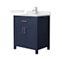 Wyndham Collection Beckett 30" Free Standing Single Basin Vanity Set with Cabinet and Quartz Vanity Top Dark Blue / Giotto Quartz Top / Brushed Nickel Hardware