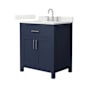 Wyndham Collection Beckett 30" Free Standing Single Basin Vanity Set with Cabinet and Quartz Vanity Top Dark Blue / Giotto Quartz Top / Brushed Nickel Hardware