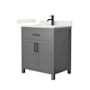 Wyndham Collection Beckett 30" Free Standing Single Basin Vanity Set with Cabinet and Quartz Vanity Top Dark Gray / Giotto Quartz Top / Matte Black Hardware