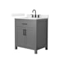 Wyndham Collection Beckett 30" Free Standing Single Basin Vanity Set with Cabinet and Quartz Vanity Top Dark Gray / Giotto Quartz Top / Matte Black Hardware