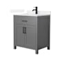 Wyndham Collection Beckett 30" Free Standing Single Basin Vanity Set with Cabinet and Quartz Vanity Top Dark Gray / White Quartz Top / Matte Black Hardware