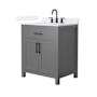 Wyndham Collection Beckett 30" Free Standing Single Basin Vanity Set with Cabinet and Quartz Vanity Top Dark Gray / White Quartz Top / Matte Black Hardware