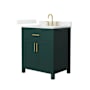 Wyndham Collection Beckett 30" Free Standing Single Basin Vanity Set with Cabinet and Quartz Vanity Top Green / Giotto Quartz Top / Brushed Gold Hardware