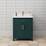 Wyndham Collection Beckett 30" Free Standing Single Basin Vanity Set with Cabinet and Cultured Marble Vanity Top Green / White Cultured Marble Top / Brushed Gold Hardware