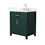 Wyndham Collection Beckett 30" Free Standing Single Basin Vanity Set with Cabinet and Quartz Vanity Top Green / White Quartz Top / Brushed Gold Hardware