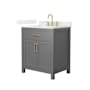 Wyndham Collection Beckett 30" Free Standing Single Basin Vanity Set with Cabinet and Quartz Vanity Top Dark Gray / Giotto Quartz Top / Brushed Gold Hardware