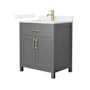 Wyndham Collection Beckett 30" Free Standing Single Basin Vanity Set with Cabinet and Quartz Vanity Top Dark Gray / White Quartz Top / Brushed Gold Hardware