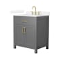Wyndham Collection Beckett 30" Free Standing Single Basin Vanity Set with Cabinet and Quartz Vanity Top Dark Gray / White Quartz Top / Brushed Gold Hardware