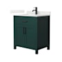 Wyndham Collection Beckett 30" Free Standing Single Basin Vanity Set with Cabinet and Quartz Vanity Top Green / Giotto Quartz Top / Matte Black Hardware