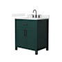 Wyndham Collection Beckett 30" Free Standing Single Basin Vanity Set with Cabinet and Quartz Vanity Top Green / Giotto Quartz Top / Matte Black Hardware