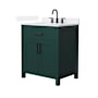 Wyndham Collection Beckett 30" Free Standing Single Basin Vanity Set with Cabinet and Quartz Vanity Top Green / White Quartz Top / Matte Black Hardware
