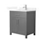 Wyndham Collection Beckett 30" Free Standing Single Basin Vanity Set with Cabinet and Quartz Vanity Top Dark Gray / White Quartz Top / Brushed Nickel Hardware