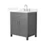 Wyndham Collection Beckett 30" Free Standing Single Basin Vanity Set with Cabinet and Quartz Vanity Top Dark Gray / White Quartz Top / Brushed Nickel Hardware