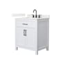 Wyndham Collection Beckett 30" Free Standing Single Basin Vanity Set with Cabinet and Quartz Vanity Top White / Giotto Quartz Top / Matte Black Hardware