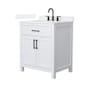 Wyndham Collection Beckett 30" Free Standing Single Basin Vanity Set with Cabinet and Quartz Vanity Top White / White Quartz Top / Matte Black Hardware