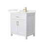 Wyndham Collection Beckett 30" Free Standing Single Basin Vanity Set with Cabinet and Quartz Vanity Top White / Giotto Quartz Top / Brushed Gold Hardware