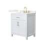 Wyndham Collection Beckett 30" Free Standing Single Basin Vanity Set with Cabinet and Quartz Vanity Top White / Giotto Quartz Top / Brushed Gold Hardware