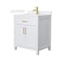 Wyndham Collection Beckett 30" Free Standing Single Basin Vanity Set with Cabinet and Quartz Vanity Top White / White Quartz Top / Brushed Gold Hardware