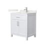 Wyndham Collection Beckett 30" Free Standing Single Basin Vanity Set with Cabinet and Quartz Vanity Top White / Giotto Quartz Top / Brushed Nickel Hardware