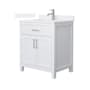 Wyndham Collection Beckett 30" Free Standing Single Basin Vanity Set with Cabinet and Quartz Vanity Top White / White Quartz Top / Brushed Nickel Hardware