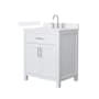 Wyndham Collection Beckett 30" Free Standing Single Basin Vanity Set with Cabinet and Quartz Vanity Top White / White Quartz Top / Brushed Nickel Hardware