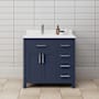 Wyndham Collection Beckett 36" Free Standing Single Basin Vanity Set with Cabinet and Cultured Marble Vanity Top Dark Blue / White Cultured Marble Top / Brushed Nickel Hardware