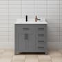 Wyndham Collection Beckett 36" Free Standing Single Basin Vanity Set with Cabinet and Cultured Marble Vanity Top Dark Gray / Carrara Cultured Marble Top / Matte Black Hardware