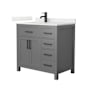 Wyndham Collection Beckett 36" Free Standing Single Basin Vanity Set with Cabinet and Quartz Vanity Top Dark Gray / Giotto Quartz Top / Matte Black Hardware