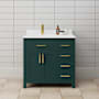Wyndham Collection Beckett 36" Free Standing Single Basin Vanity Set with Cabinet and Cultured Marble Vanity Top Green / White Cultured Marble Top / Brushed Gold Hardware