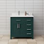 Wyndham Collection Beckett 36" Free Standing Single Basin Vanity Set with Cabinet and Cultured Marble Vanity Top Green / Carrara Cultured Marble Top / Brushed Nickel Hardware