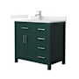 Wyndham Collection Beckett 36" Free Standing Single Basin Vanity Set with Cabinet and Quartz Vanity Top Green / Giotto Quartz Top / Brushed Nickel Hardware